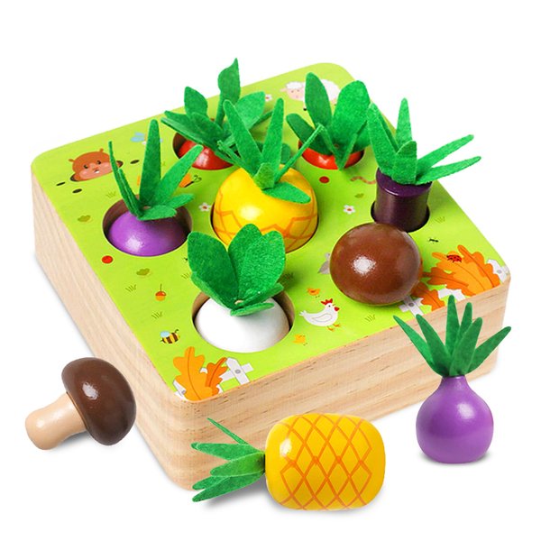 NAODONGLI Wooden Montessori Toys for 1 2 3 Year Old Toddlers,Wood Shape Sorting Farm Harvest Games Toys for Ages 2-4,First Birthday Gifts for Ages 1+ Baby Boys Girls