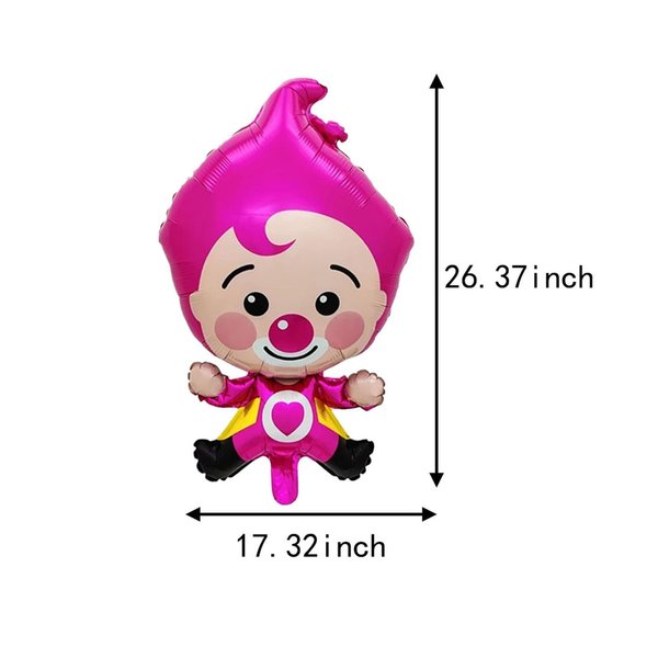 Plim Plim Clown Foil Balloons 5PCS Pink Plim Plim for Girls Birthday Baby Shower Circus Carnival Theme Party Decorations