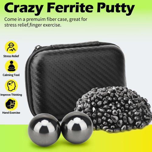 Magnet Stone Ferrite Putty with 2 Big Magnet, Smooth Magnetic Ferrite Magnet Rock Ball Fidget Toy Science Kit, Office Desk Toy Decoration Gift for Adults