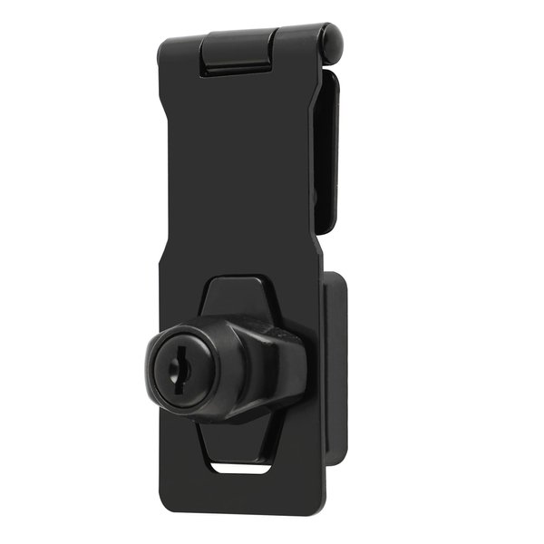 Alise Hasp Lock,Door Hinge Lock with Keys,Black Clasp Latch Hinges Locks for Doors,4 Inch Chest Latches,Dispense with Padlock