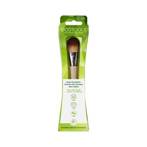 EcoTools Classic Foundation Makeup Brush, For Liquid & Cream Foundation, Streak-Free Makeup, Buildable Coverage, Eco-Friendly, Dense, Synthetic Bristles, Bamboo Handle, Vegan & Cruelty-Free 1 Count