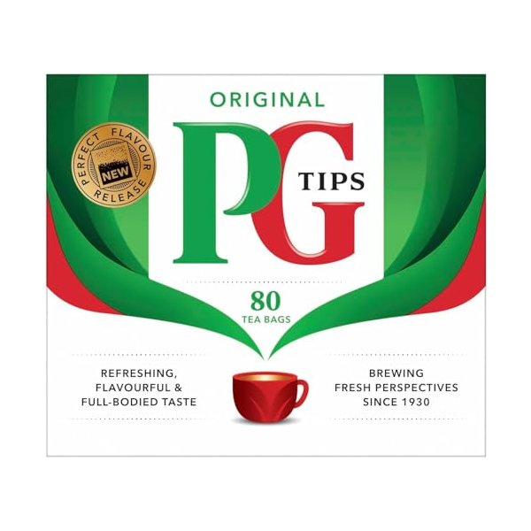 PG Tips Premium Black Tea Non-Pyramid Bags, 80 Count