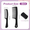 2Pcs Hair Combs, Wide Tooth Comb and Fine Teeth Comb Anti Static Heat Resistant Hair Hairstyle Tool for Hairdressing, Curly Wet Wavy Thick Hair, Wigs, Barber, Salon, Women Men (Black)