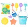 Dejaroo - Beach Toys, Sand Box Toys for Kids Outdoor, Set of Sand Toys with Silicone Collapsible Bucket, Kids Watering Can, Shovels, & A Variety of Molds, Includes Storage Pouch, 9-Piece Set
