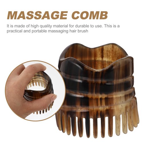 Healifty Head Massage Tool Hair Scalp Massager Natural Bull Horn Detangling Brush Fine Teeth Head Massager Exfoliating Shampoo Brush Shower Head Scratcher Comb Scalp Massage Comb Random Color
