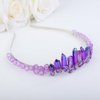 Teyglen Purple Raw Crystal Quartz Headband Clear Crystal Headband Moon Goddess Hair Band Hoop Mermaid Witch Bride Headpiece Hair Accessories for Women Girls (Purple)