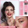 DuoZeng Cream Blush Stick with Brush,Double Head Blush Sticks for Cheeks Waterproof Cream Blush Makeup Stick Long Wearing Multi-Stick Blush for Lips,Cheeks & Eyes (#01 Milk Tea Pink)
