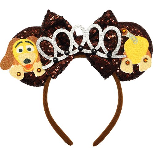 ZHENNAN Mouse Ears Headbands for Women, Glitter Slinky Dog Bows Ears Headbands, Slinky Dog Costume Cartoon Themed Events Birthday Party Decorations Hair Accessoires