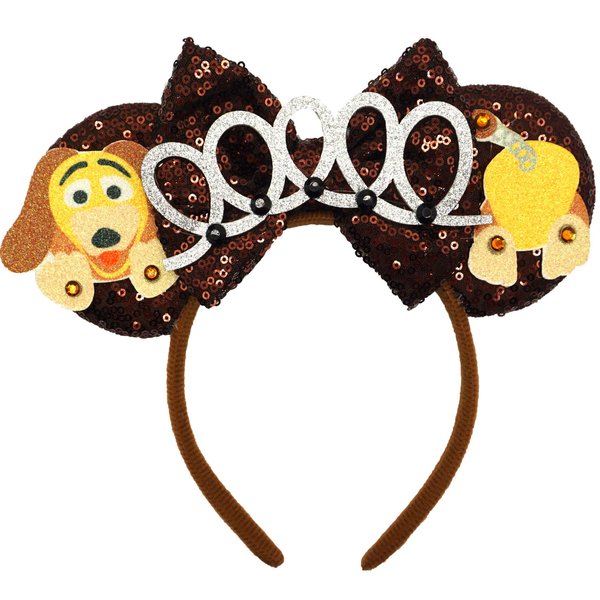 ZHENNAN Mouse Ears Headbands for Women, Glitter Slinky Dog Bows Ears Headbands, Slinky Dog Costume Cartoon Themed Events Birthday Party Decorations Hair Accessoires