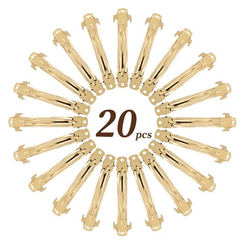 Cinaci 20 Pack 2.4 Inch / 3 Inch/ 4 Inch Blank Gold Metal DIY Craft French Barrettes Snap Hair Clips Clasps for Women Girls Hair Accessories (3 Inch)