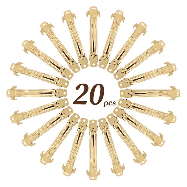 Cinaci 20 Pack 2.4 Inch / 3 Inch/ 4 Inch Blank Gold Metal DIY Craft French Barrettes Snap Hair Clips Clasps for Women Girls Hair Accessories (3 Inch)