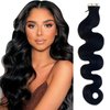 Tape in Hair Extensions Human Hair Body Wave Real Human Hair Extensions for Black Women Natural Black 20 Pieces 50G/Set Double Sided Tape on Hair Rxtensions Skin Weft Tape ins Remy Hair 18 Inch #1B