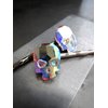 Iridescent Shimmer Crystal Skull Bobby Pins, Set of 2, Goth Halloween Hair Jewelry