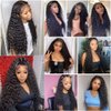 13x4 Water Wave Lace Front Wigs Human Hair 180% Density HD Transparent Lace Pre Plucked Wet and Wavy Lace Front Wig Glueless Wig Brazilian Deep Wave Wig Human Hair for Black Women 24 inch