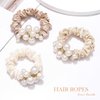 Fashey Pearl Hair Ties Elastic Ponytail Holder Satin Hair Scrunchies Rhinestone Hair Bands Hair Ropes Hair Accessories for Women and Girls（Pack of 3）