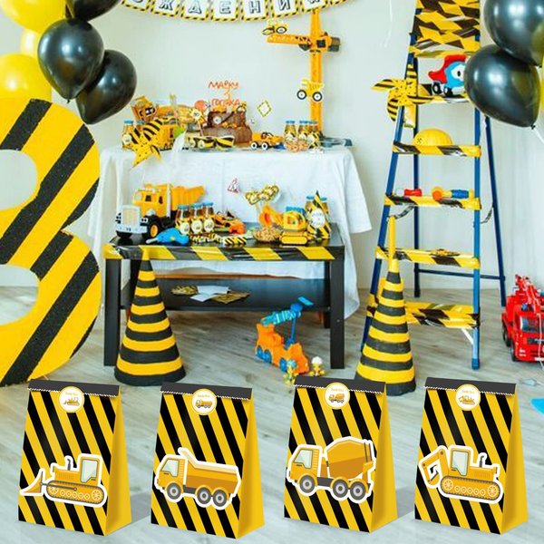 24pcs Construction Party Bags Construction Party Favors Truck Themed Birthday Party Supplies Boys Construction Birthday Party Supplies Construction Theme Birthday Party Supplies