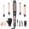 5 in 1 Curling Iron, Hair Curling Wand Set with Curling Brush and 4 Interchangeable Ceramic Curling Wand(0.35”-1.25”), Hair Crimper, Instant Heat Up,Include Heat Protective Glove & 2 Clips