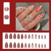 24 Pcs Wine Red Cat Eye Press on Nails Short Almond - MINGCHUN Summer Fake Nails Press ons French Nail Tip Glitter Cherry Full Cover False Nails Glue on Nails Stick on Nails Acrylic Nail Art Kit