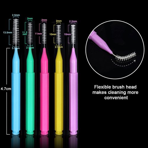 ewinever 100 Pieces Interdental Brush, Toothpicks Tooth Flossing Head Oral Dental Hygiene Brush,Braces Brush Teeth Cleaner Dental Floss Stick Tooth Cleaning Tool