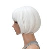 SWACC 10 Inch Short Straight Bob Wig with Bangs Synthetic Colorful Cosplay Daily Party Flapper Wig for Women and Kids with Wig Cap (White)