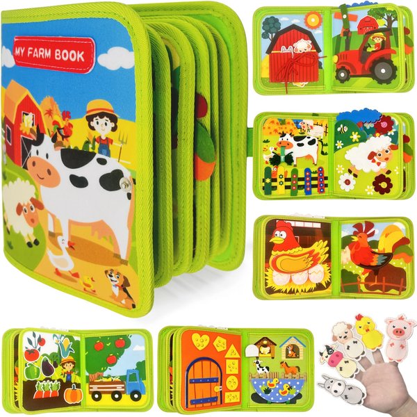 Busy Book for Toddlers, Montessori Toys Busy Board for Toddlers, Birthday Gifts for Boys & Girls, Quiet Activity Book with Life Skills, Cognition, Sorting - Autism Sensory busy book, Travel toys