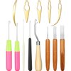 13 Pieces Dreadlocks Tool Set Includes 5 Pieces Latch Hook Crochet Needles, 3 Pieces Dreadlocks Crochet Hook and 5 Pieces Locking Hair Extensions Tool for Locs, Sisterlocks, Easyloc Hair