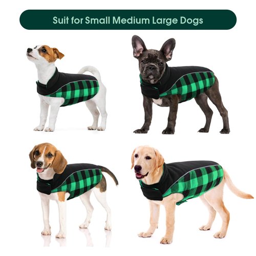 Kuoser Reversible Dog Coat, Warm Waterproof Dog Jacket, British Style Plaid Dog Winter Coats, Puppy Cold Weather Vest Windproof Outdoor Clothes Dog Snow Jackets for Extra Small Dogs XS