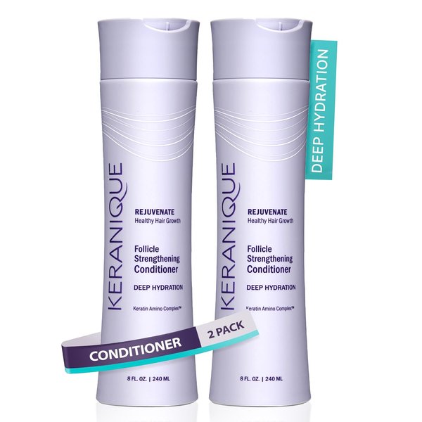Keranique Deep Hydration Volumizing Keratin Conditioner, 8 Ounce (2 Pack)