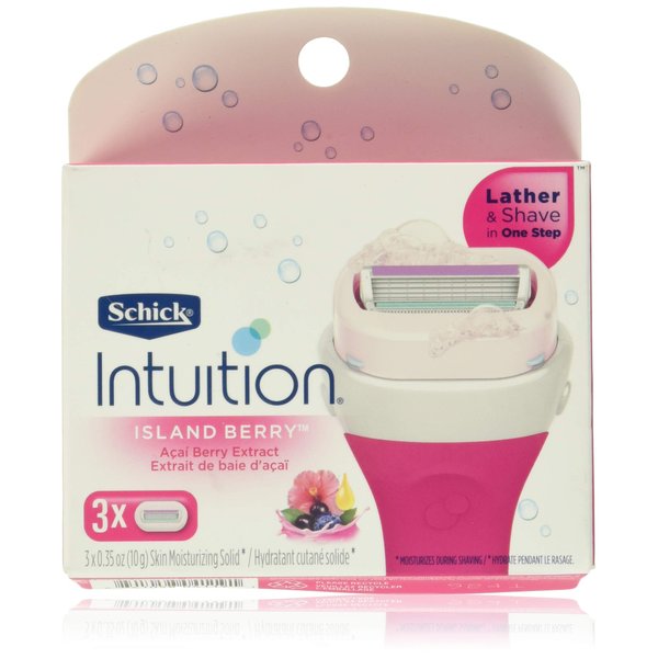 Schick Intuition Island Berry Womens Razor Refills with Acai Berry Extract, Pack of 3