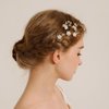 Wedding U Hair Pins for Flower Girl White and Gold Hair Clip for Bridesmaid 5 Pieces Gold Leaf and White Flower Wedding Hair Pieces for Bride and Flower Girls Hair Accessories