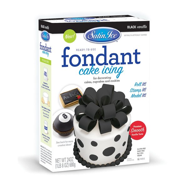 Satin Ice Black Fondant, Vanilla, 24 Ounces