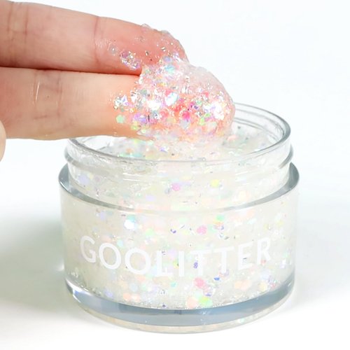 Goolitter Face, Body & Hair Holographic Clear White Glitter Gel [Snowy Rainbow] 2oz (60mL) | Chunky | K-Beauty | Halloween, Festival, EDM, Rave, Party, Concert, Costume Makeup| Vegan, Cruelty Free