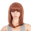 SWACC Short Straight Bob Wig with Bangs Synthetic Colorful Cosplay Daily Party Flapper Wig for Women with Wig Cap (Dark Copper Red)