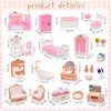 HAPGFS Doll House Mini Furniture 45 Pcs Dollhouse Furniture Set Accessories Pretend Play Bedroom Living Room Bathroom Kitchen for Kids Birthday and Christmas Mixed Color