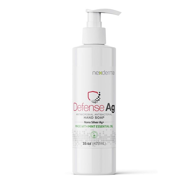 NEXDERMA Defense Ag Hand Soap with Oat Extracts, Vitamin E, Coconut Oil & MINT Essential Oil | Paraben free Moisturizing Everyday Hand Soap - 16 Ounce (473ml)