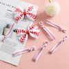 2PC Baseball Hair Bow Clips with 6PC Baseball Hair Ties for Women Girls Cheer Dress up Hair Accessories