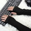 Allegra K Unisex Classic Fashion Stretch Fingerless Arm Warmers Oversleeve One Size Black