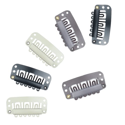 ROSEBUD 50Pcs Wig Clips 32mm Snap Clips For Hair Extension Tools U-Shape 6 Teeth Hair Extensions Clip Brown