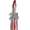 Endea Graduation Mixed Double Color Tassel with Silver Bling Charm (Red/White, 2024)