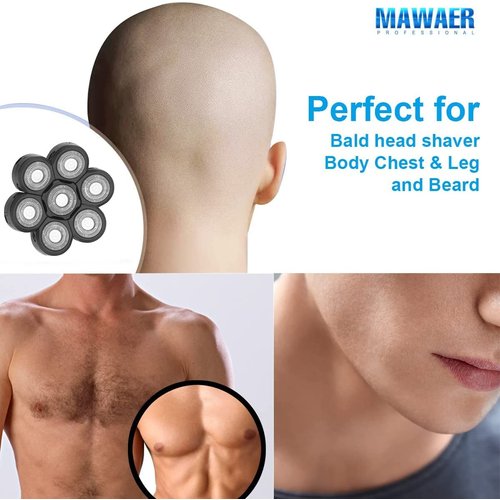 MAWAER Upgrade 7 Blades Head Shaver Replacement Head Blades for Freedom Groom*** AidallsWel and Most Mainstream Brands Head Shaver Electric Shaver Replacement Head (7 Blue)