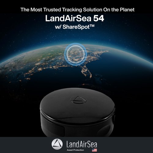 LandAirSea 54 GPS Tracker Made in the USA from Domestic & Imported Parts. Long Battery, Magnetic, Waterproof, Top-Rated App. Global Tracking. Subscription Required