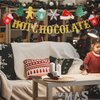 Glitter Christmas Hot Chocolate Banner with Christmas Tree Snowflake Santa Hat Hot Cocoa Bar Garland Banner for Wintertime Christmas Theme New Year Holiday Party Sign Decorations Supplies