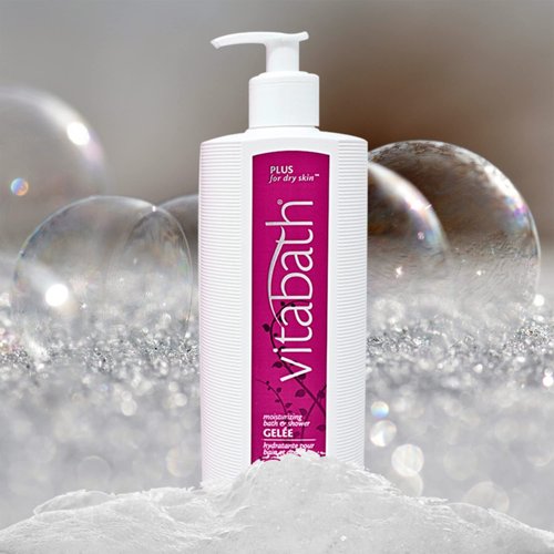 Vitabath Plus For Dry Skin Moisturizing Bath & Shower Gel Wash Replenishing Oils Deeply Hydrate & Soothe Dryness, Body Cleanser, Skin Restore & Foaming Gelee Bath - 21 oz
