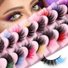 Leilanis Beauty Colorful False Eyelashes, 8 Pairs Mixed Faux Mink Fluffy Lashes, Long Eyelash Extensions
