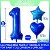 Blue Number 1 Balloons 40 Inch Giant Laser Navy Blue 1 Helium Balloons for Boys First Birthday Party Supplies 1st Anniversary Events Decorations