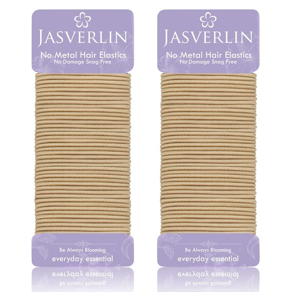 JASVERLIN 2mm Light Blonde Elastics Hair Ties, Thin Ponytail Holder Hairtie for Women Girls Kids Fine to Medium Hair, No Pull No Damage Stretchy Rubber Band Hair Accessories 80 Pcs (Light Blonde)