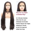 AFBeauty Knotless Box Braided Wigs for Black Women Brown Long Straight Synthetic Natural Looking Cornrow Braids Wig Lightweight Braiding Hair Realistic Hand Braided Synthetic Lace Front Wigs 26 Inch