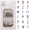 Tisslan 100pcs Mix Shapes Glass Ab Crystals Flatback Nail Decoration Gems 720pcs Round Rhinestones for Nails Crafts Assortment