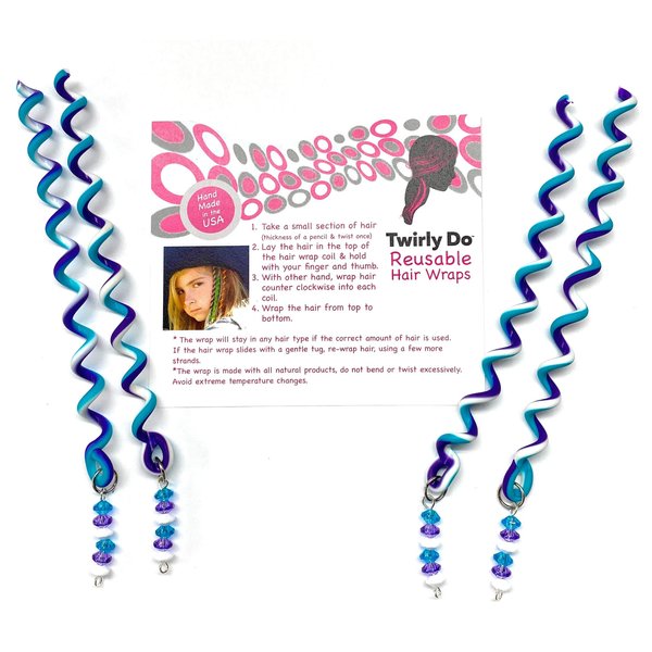 Collect Four (4) White, Plum & Peppermint mix color 5" Twirly Do Reusable Hair Wrap Twist Braid Barrette