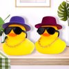 MuMyer Rubber Duck Car Ornaments Duck Car Dashboard Decorations Accessories with Mini Top Hat Necklace and Sunglasses(T6)